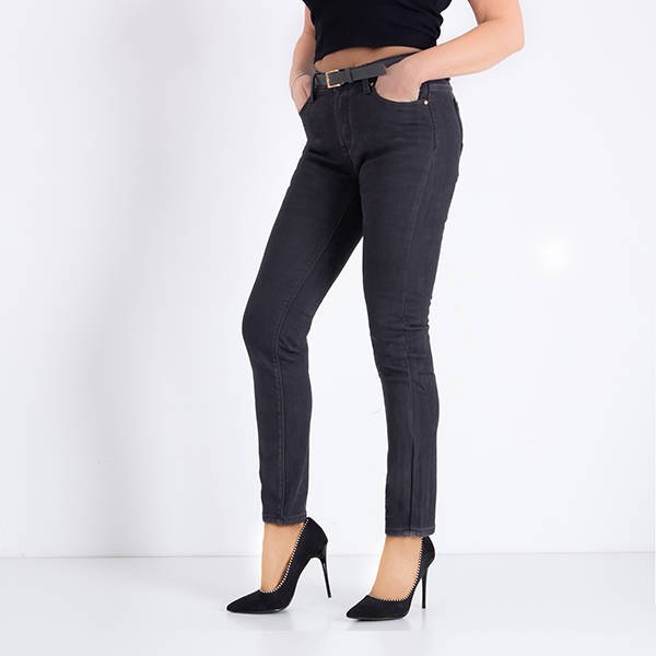 Pantaloni din velur gri cu centură căptușită - Îmbrăcăminte