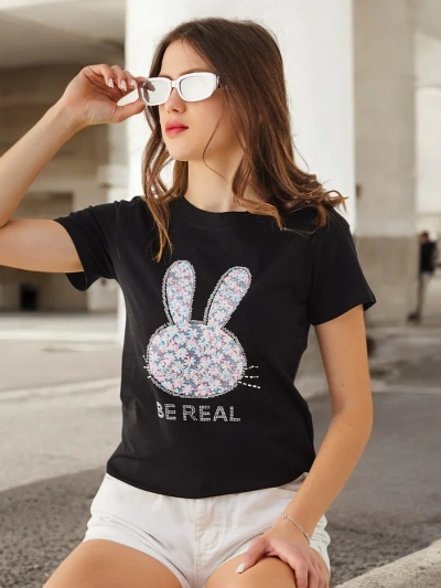 Royalfashion Tricou din bumbac pentru femei Pisicuță Spune Fii Real