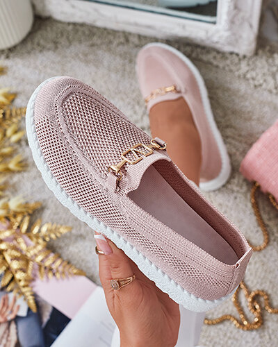 Royalfashion Mocasini de damă din material textil cu ornament auriu Erticae