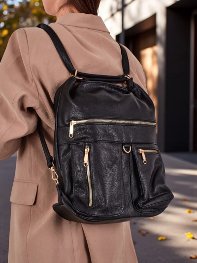 Torebka-plecak Athena Nero Roma - duży shopper skórzany A4, elegancja i funkcja