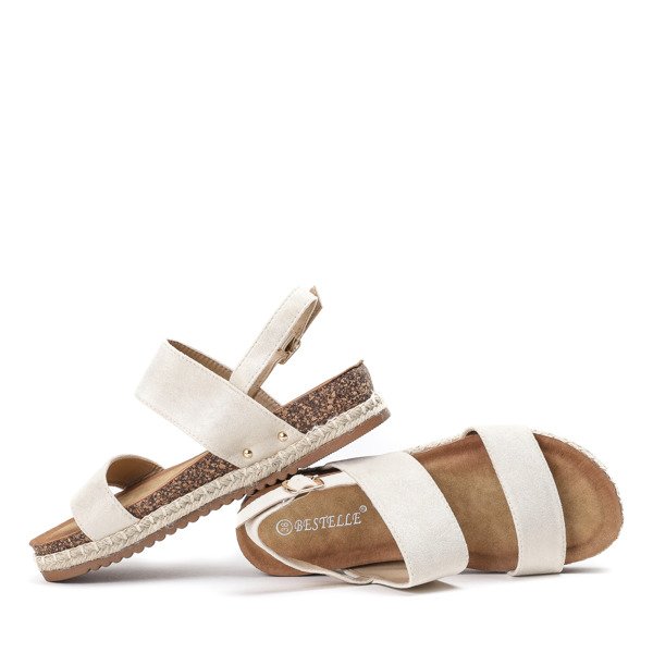 OUTLET Beżowe sandały na niskiej platformie Movisa - Obuwie 