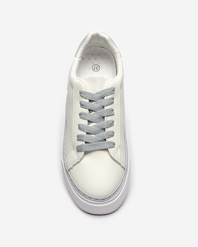 Adidași sport de damă albi cu inserții albastre Assalia - Încălțăminte