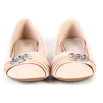 Różowe klasyczne baleriny z ozdobą Frediva - Obuwie