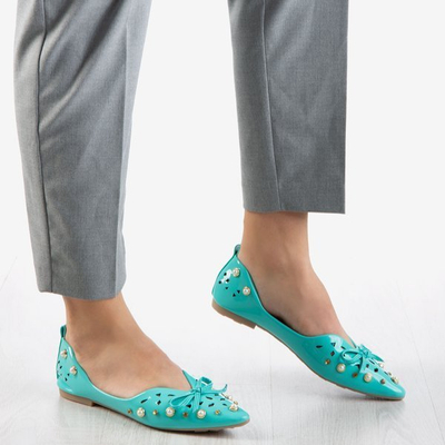 Ballerine turcoaz pentru femei cu ornamente Lil - Încălțăminte
