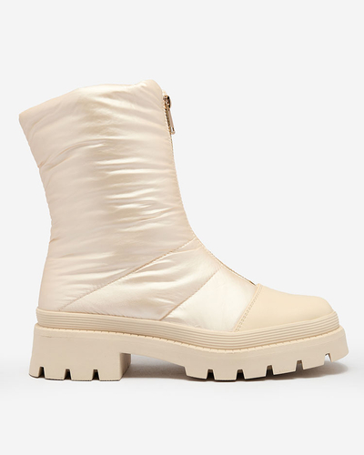 Royalfashion Cizme cu toc plat pentru femei Tainve Beige