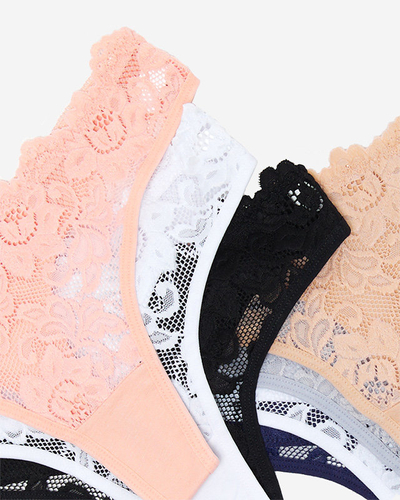 Un set de chiloți tanga de damă din bumbac cu dantelă 7 / pachet - Lenjerie intimă