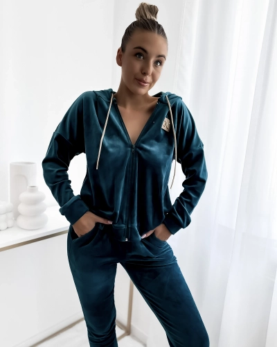 Royalfashion Set de bluză turcoaz pentru femei cu petic