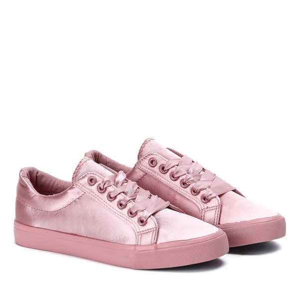 Różowe tenisówki wiązane wstążką Natalienn - Obuwie