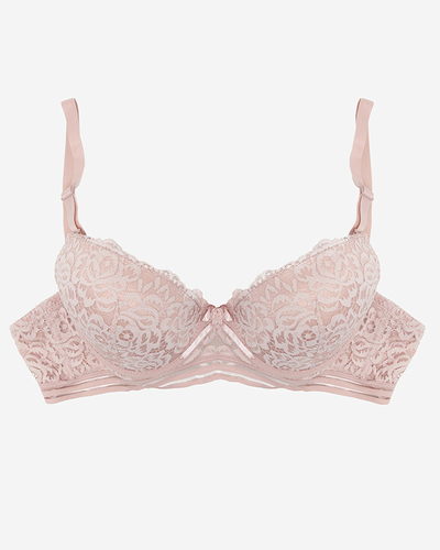 Sutien damă căptușit cu dantelă roz închis - Lenjerie intima