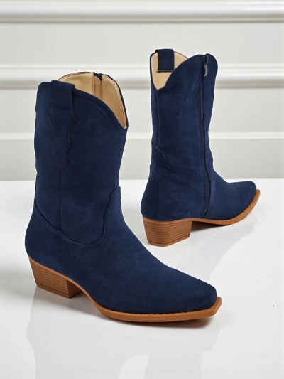 Botine cowboy de damă din piele ecologică întoarsă SpireHush