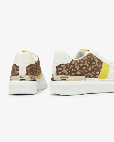 Royalfashion Pantofi sport pentru femei albi și maro Mlysio