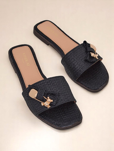 Royalfashion Șlapi de damă din paie Sandale Aurelia