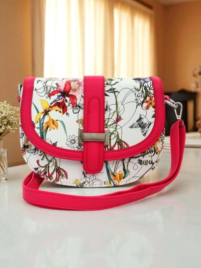 Royalfashion Klein dameshandsak in eko-leer met blomme Ori Elle