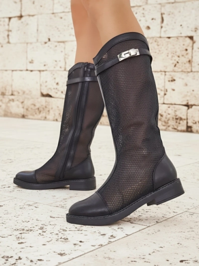 Royalfashion Botine de damă înalte perforate Ovittole