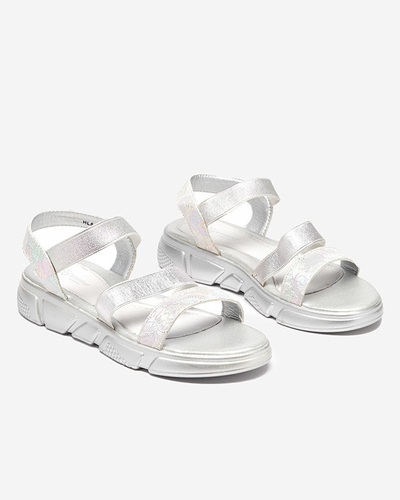 Sandale argintii lucioase pentru fete Seloni- Footwear