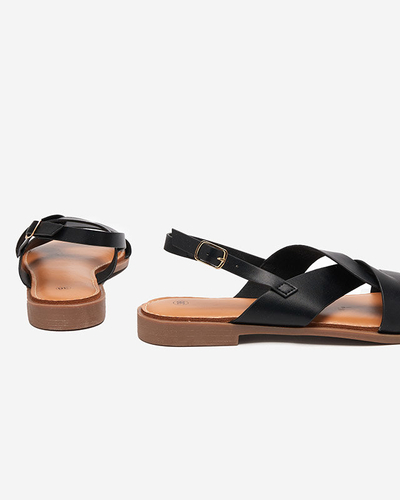 Sandale de dama negre cu toc plat Yojto- Incaltaminte