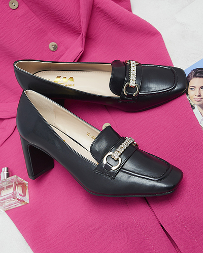 Pantofi negri stil mocasin pentru femei Kolalic- Footwear