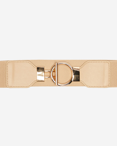 Cureaua elastica cu catarama mare aurie camel - Accesorii