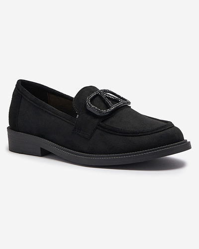 Mocasini negri pentru femei cu ornament Fogras- Footwear