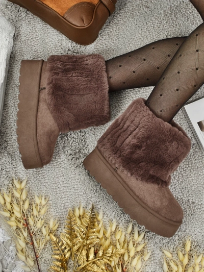 Ghete tip snowboots de damă cu blană artificială Irelle