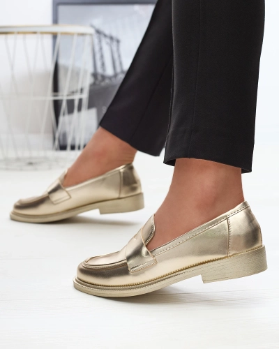 Mocasini aurii de damă din piele ecologică Zibom- Footwear