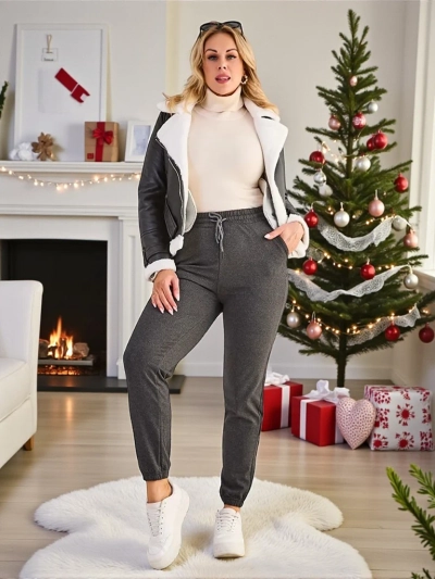 Pantaloni de trening plus size din fleece Royalfashion pentru femei