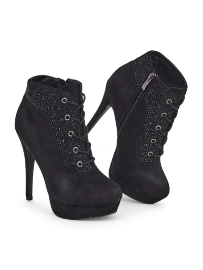 Royalfashion Botine cu toc pentru femei cu strasuri Efelolo