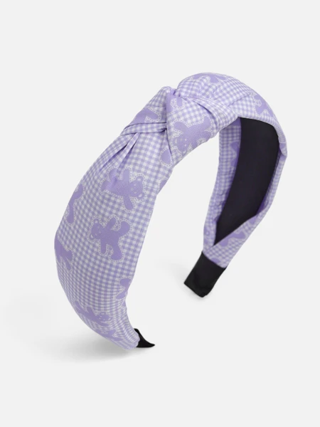 Royalfashion Bandă de păr împletită în carouri și cu urși