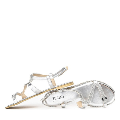 Srebrne sandały zdobione cyrkoniami Little Snake - Obuwie