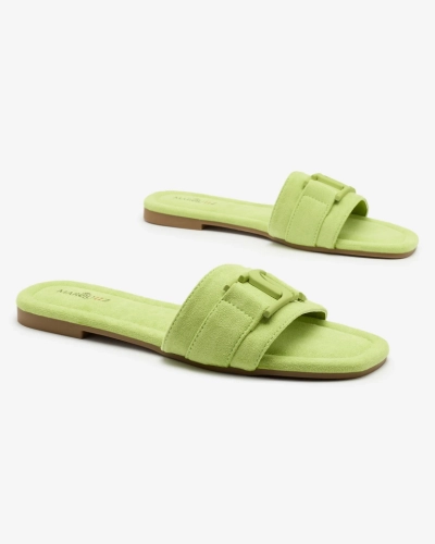 Royalfashion Șlapi de damă verde neon cu cataramă Rydr