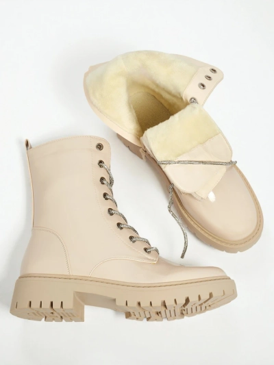 Botine de damă lăcuite cu șireturi Fjorra