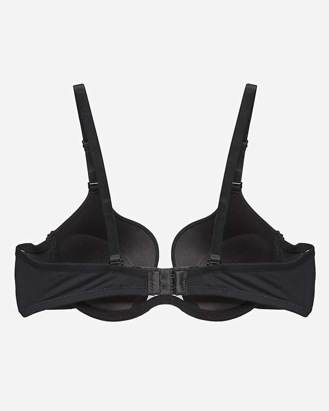 Sutien push up negru neted pentru femei - Lenjerie