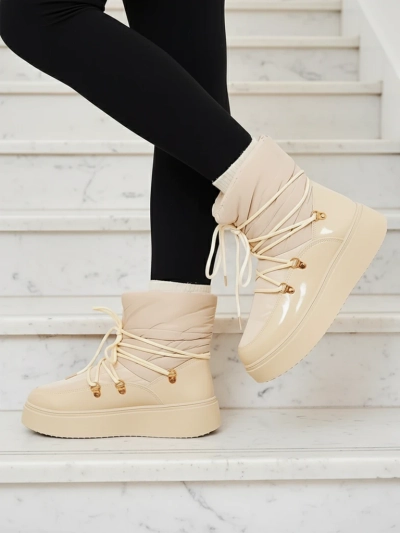 Royalfashion Cizme de zăpadă slip-on pentru femei de culoare crem Dabenda