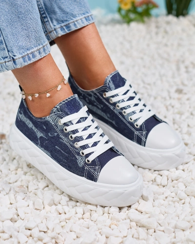 Royalfashion Adidași de damă din denim albastru marin cu frecare Nerolera