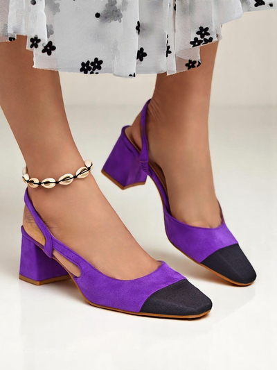 Royalfashion Zapatos de salón de tacón bajo con adorno en la puntera Eleganzo para mujer