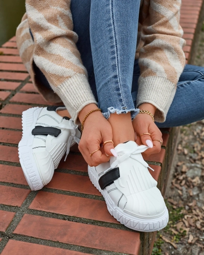 Pantofi sport de damă negri și albi cu inserții de cauciuc Inika - Încălțăminte