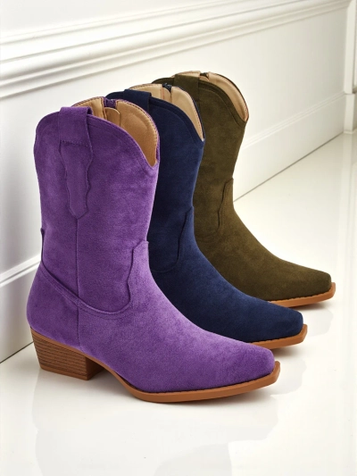 Botine cowboy de damă din piele ecologică întoarsă SpireHush