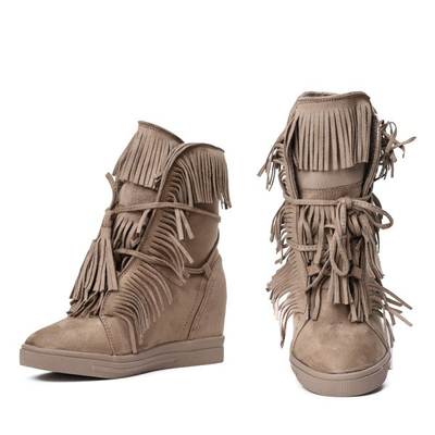 Brązowe sneakersy na koturnie Alesi - Obuwie