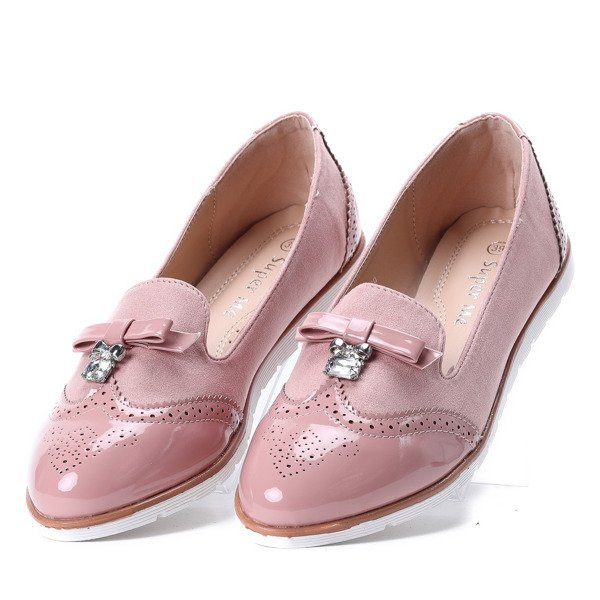 Rożowe mokasyny z cyrkonią Louise - Obuwie