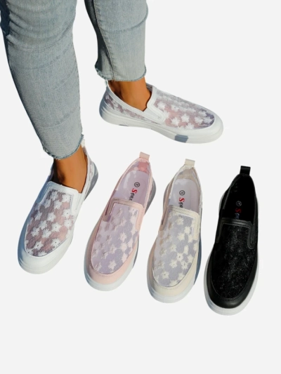 Mocasinuri cu plasă pentru femei Royalfashion cu flori Emzos