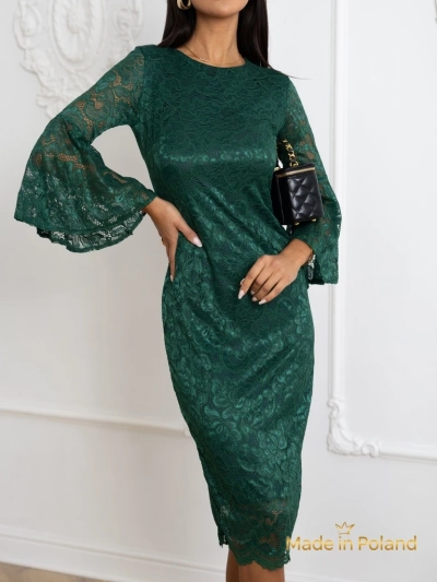 Rochie midi de damă din dantelă cu mâneci largi Holly Wow