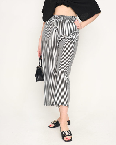 Pantaloni de damă din țesătură cu dungi albe - Îmbrăcăminte