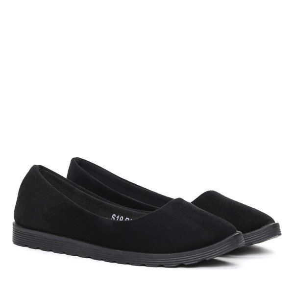 Czarne balerinki z eko zamszu Marianne- Obuwie