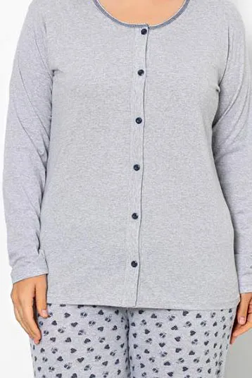 Pijama din bumbac pentru femei de la Royalfashion cu 2 piese cu inimi MĂRIME PLUS