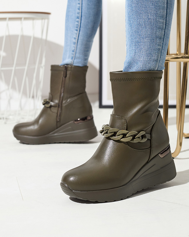 Cizme de damă verzi pe ancoră cu lanț Fefricca- Încălțăminte