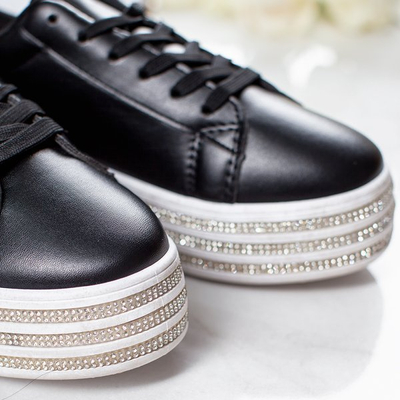 Adidași cu platformă neagră pentru femei cu zirconiu cubic Tomesshera - încălțăminte