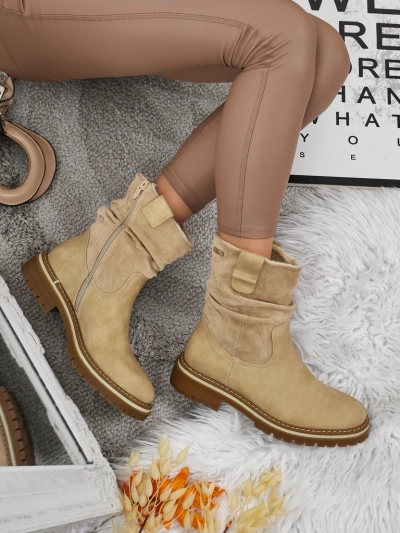 Botine înalte de damă din piele ecologică întoarsă Liora