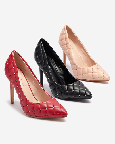 OUTLET Pantofi cu toc stiletto matlasat de damă cu vârf ascuțit în nude Mawelo- Footwear