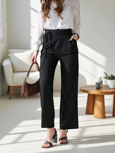 Pantaloni largi pentru femei Royalfashion cu legături laterale