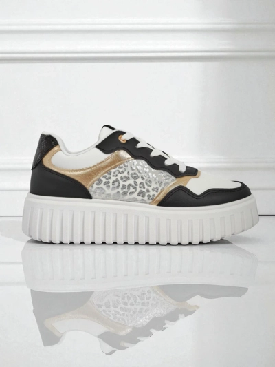 Damskie sneakersy Royalfashion Callista platforma czarne skóra eko rozmiar 40